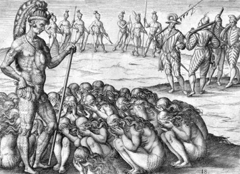 Indische Gefangene Saturiwa von Potano-Indianern