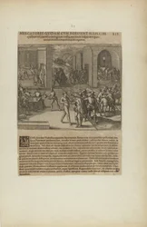 Mercatores Quidam cum Deessent Illis Cibi/Quibus Vescerentur in... (aus Buch, Americae, Teil fünf)