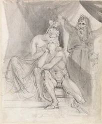 Prospero beobachtet Ferdinand und Miranda