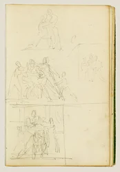 Vier Kompositionsstudien für eine Gruppe von Figuren