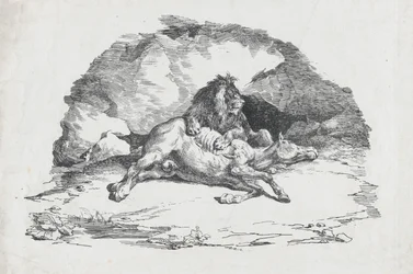 Löwe, der ein Pferd verschlingt, 1818