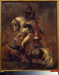 Offizier der Jäger zu Pferd der kaiserlichen Garde. Gemälde von Théodore Géricault (1791-1824) 19. Jahrhundert