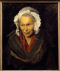 Die Hyäne der Salpêtrière oder Monomanie des Neides. Porträt einer alten Frau, die an einer psychischen Erkrankung leidet. 1822. Maße: 0,72 × 0,58 m. Lyon, Museum der Schönen Künste