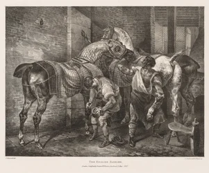 Verschiedene Motive aus dem Leben gezeichnet und auf Stein: Der englische Hufschmied, 1821