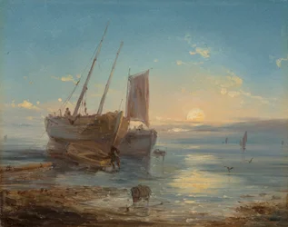 Boote am Strand bei Ebbe