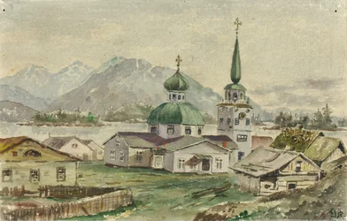 Rückansicht der griechischen Kirche, Sitka, 1888