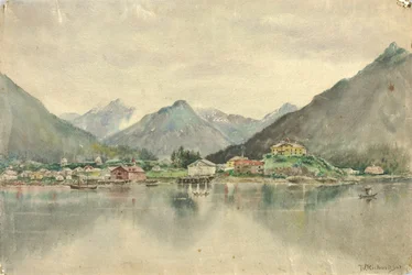 Sitka von den Inseln, zeigt das russische Schloss, 1888