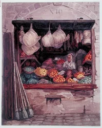 Eine Frau verkauft Obst und Gemüse, Algier, ca. 1835