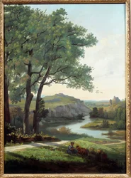 Landschaft mit Baum und See