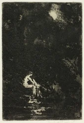 Eine Nymphe badet, Mondschein