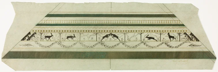 Rahmen mit Hirsch- und Blumenmuster (unterer Rahmenabschnitt)