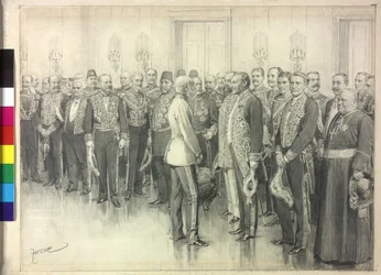 Der Kaiser spricht mit dem deutschen Botschafter Philipp zu Eulenburg-Hertefeld