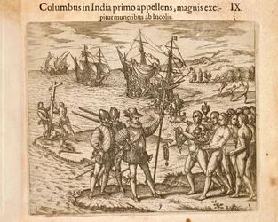 Christoph Kolumbus landet auf der Insel Guanahani (San Salvador) am 12. Oktober