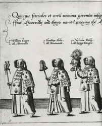 Herolde im Trauerzug von Sir Philip Sidney auf dem Weg zur St. Pauls Kathedrale, 1587