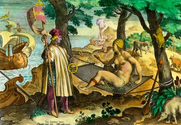 Geschichte Amerikas: Erster Kontakt des italienischen Navigators Amerigo Vespucci mit den Indianern Amerikas