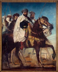 Ali Ben Ahmed, letzter Kalif von Constantine und Oberhaupt des Harakta-Stammes, gefolgt von seiner Eskorte vor Constantine, 1845. Maße: 3,25 x 2,6 m