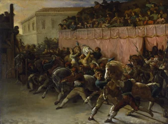 Reiterlose Rennpferde in Rom, 1817