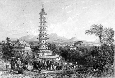 Porzellanturm, Nanking, graviert von Henry Adlard