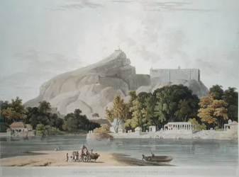 Der Felsen von Trichinopoly, aufgenommen am Fluss Cauvery, Tafel 45 aus 