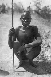 Ein Junge mit Hörnern, Abercorn nach Tukuyu, Tanganjika, 1925-1927