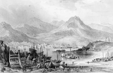 Hongkong von Kowloon, graviert von Samuel Fisher