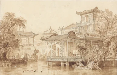 Das Haus eines chinesischen Kaufmanns in der Nähe von Kanton