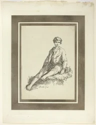 Junger Junge sitzend, aus der ersten Ausgabe von Specimens of Polyautography