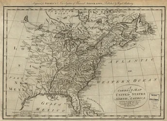 Eine korrekte Karte der Vereinigten Staaten von Nordamerika; einschließlich der britischen und spanischen Territorien, sorgfältig nach dem Vertrag von 1784 erstellt