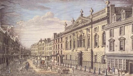 Ironmongers Hall und Fenchurch Street, Gravur, nach I. Donawell, ca. 1750