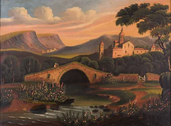 Italienische Szene mit Brücke, 1840-1860