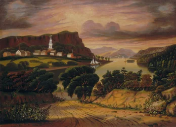 Lake George und das Dorf Caldwell, Mitte des 19. Jahrhunderts