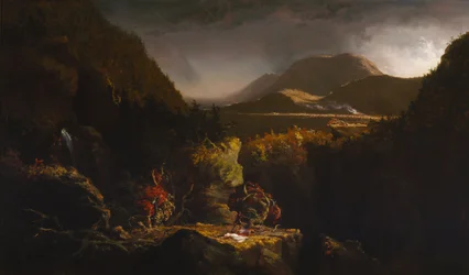 Landschaft mit Figuren: Eine Szene aus "Der letzte Mohikaner"