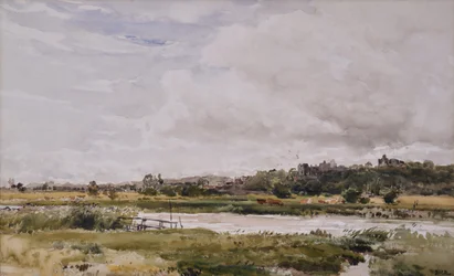 Landschaft, Fluss im Vordergrund