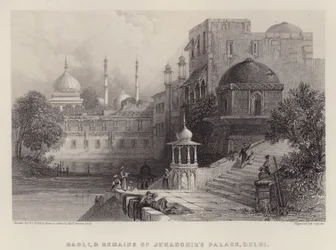 Baoli und Überreste von Jehanghirs Palast, Delhi
