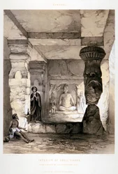 Kannari, Innenansicht eines kleinen Vihara, Indien