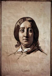 Porträt von George Sand (Zeichnung von Thomas Couture, 1859)