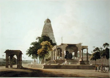 Der große Stier, ein Hinduidol, in Tanjore, Tafel XXII aus 