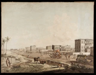 Die neuen Gebäude in Chouringhee aus Ansichten von Kalkutta, 1787