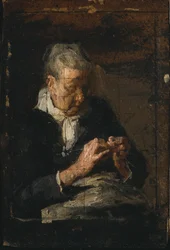 Strickende Frau
