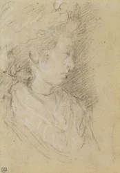 Studie einer Frau in einer Haube