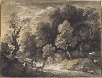 Waldlandschaft mit Hirten und Vieh, ca. 1775-80
