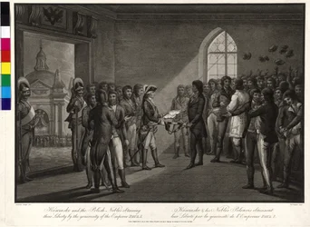 Tadeusz Kosciuszko und die polnischen Aristokraten fordern von Zar Paul I. ihre Freiheit zurück