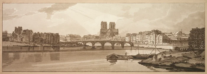 Eine Auswahl von zwanzig der malerischsten Ansichten in Paris: Ansicht der Pont de la Tournelle..., 1802