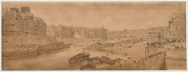 Eine Auswahl von zwanzig der malerischsten Ansichten in Paris: Blick auf die Stadt mit dem Louvre vom Pont Marie aus