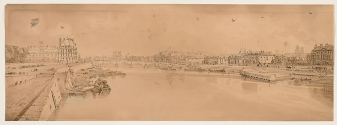 Eine Auswahl von zwanzig der malerischsten Ansichten in Paris: Blick auf die Tuillerien und die Brücke, aufgenommen von der Pont de la Concorde