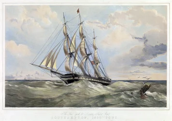 Das New York-Linienschiff (Vereinigte Staaten) London (England), Southampton (Kapazität 1600 Tonnen). Farblithographie von Thomas Goldsworth Dutton (1819-1891)