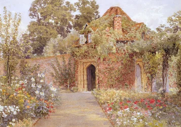 Ein ummauerter Garten mit altem Gartenhaus