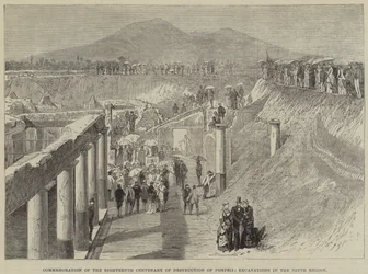 Gedenken an den achtzehnten Jahrestag der Zerstörung von Pompeji, Ausgrabungen in der neunten Region