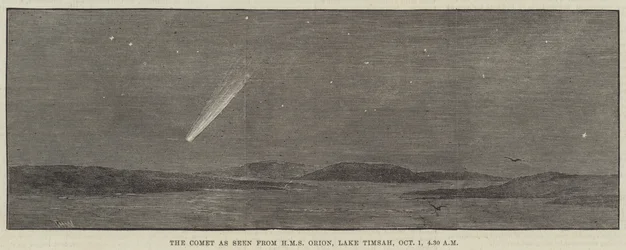 Der Komet, gesehen von der HMS Orion, Lake Timsah, 1. Oktober, 4:30 Uhr