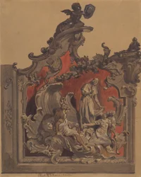 Schule von San Rocco, Venedig: Studie für gebogene Dekoration
